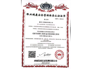 職業(yè)健康安全管理體系認(rèn)證證書